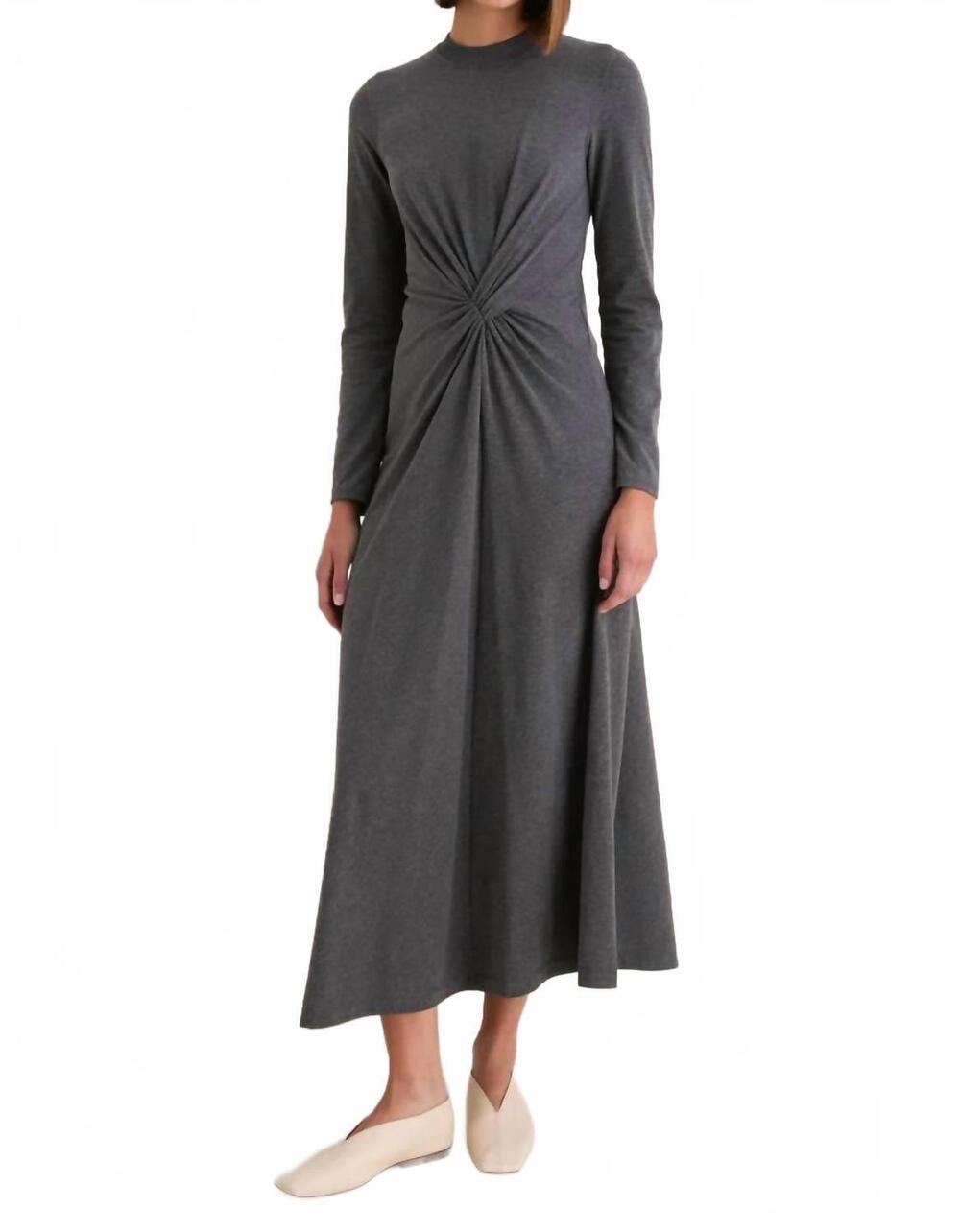 NEW APIECE APART long sleeve volta dress in heathered charcoal